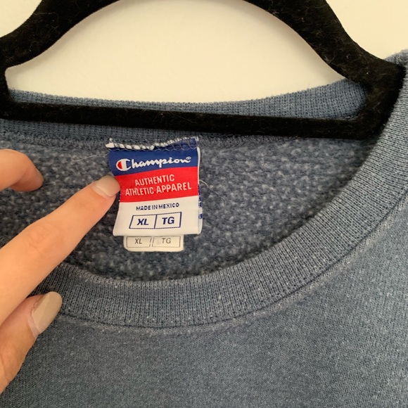 Blue Champion Cropped Crew Neck Sweatshirt - Picture 6 of 6